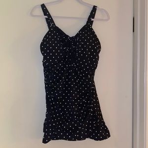 Septangle Swim dress black white polka dot size 14